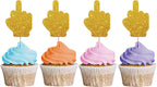 24PCS Middle Finger Cupcake Toppers, Divorce Party Cake Decorations, Funny Dessert Dessert Picks, Women Birthday Party Decoration - Gold Glitter