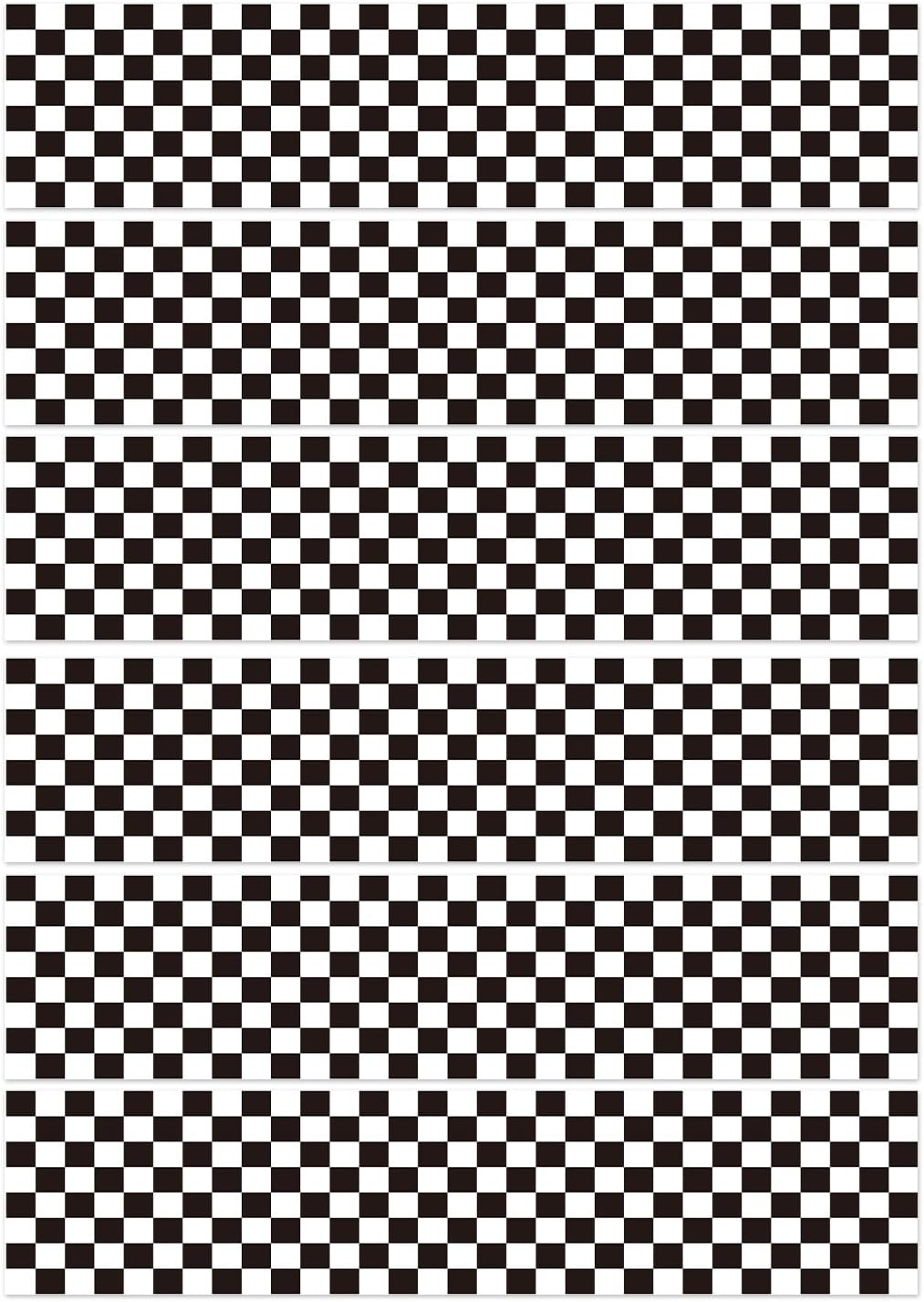 6pcs Edible Cake Borders, 28x6.2cm/11x2.44in Black White Checkered Race Car Theme Birthday Cake Decorations Pre-Cut Rice Wrap Paper Strips Decor for Racing Theme Image Party Kids Birthday