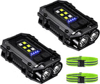 500LM Clip on Flashlight, 2Pack 8 Modes Running Light for Runners Rechargeable Safety Lights Portable COB Flashlight for Night Working, Running, Camping, Fishing, Hiking, Dog, Gift