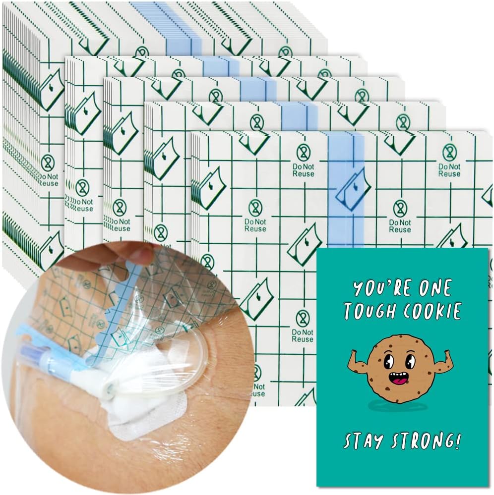 Waterproof Stretch Adhesive Bandage PD Dialysis Catheter Shower Cover Wound Shields for Picc Line Chest Peritoneal Chemo Port Transparent Film Bathing Water Barrier Protector, 6"x6"(Pack of 50)