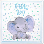 WRAPAHOLIC 50Pcs Boys Baby Shower Napkins - 3 Ply Adorable Blue Elephant Baby Boy Disposable Paper Luncheon Napkin for Baby Shower Tableware Party Supplies - 6.5 x 6.5 In