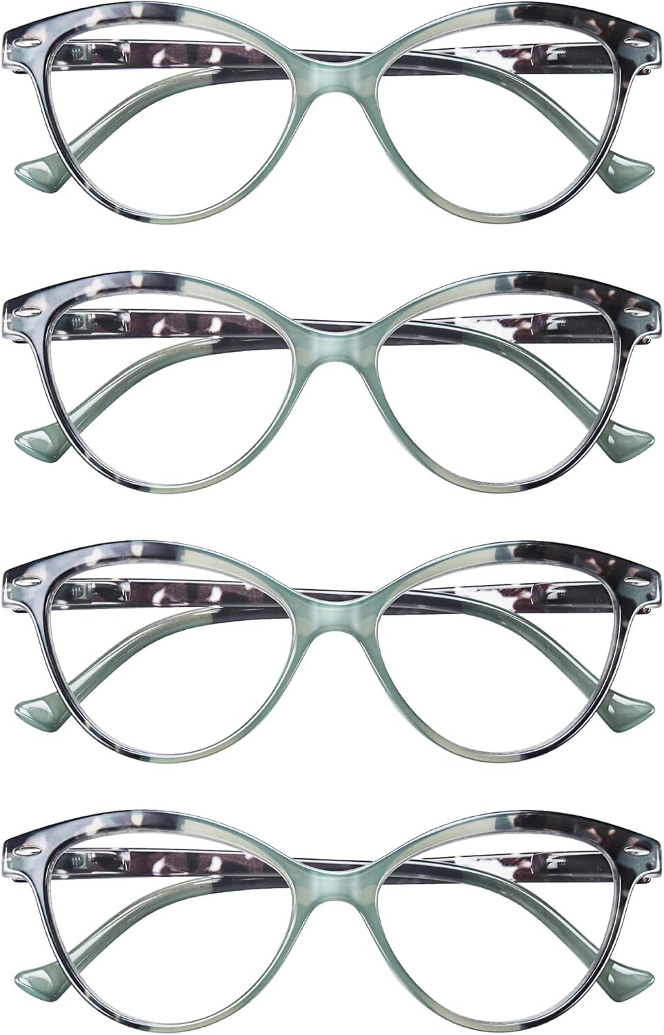 HEEYYOK Women Reading Glasses 4 Pack 0.75 Cateye Readers Glasses Reading Comfort Spring Hinge(4 Pack Color-C3, 0.75, x)