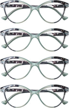 HEEYYOK Women Reading Glasses 4 Pack 2.25 Cateye Readers Glasses Reading Comfort Spring Hinge(4 Pack Color-C3, 2.25, x)