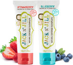 Jack N' Jill Natural Toddler Toothpaste - Fluoride Free Training Toothpaste for Toddlers 1-3, 40% Xylitol, BPA Free - Strawberry & Blueberry, 1.76 oz (Pack of 2)