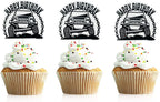 Pickup Cupcake Topper 24Pcs Off-road Vehicle Cupcake Topper SUV Birthday Cupcake Decoration Pickup Enthusiast Theme Happy Birthday Cupcake Topper