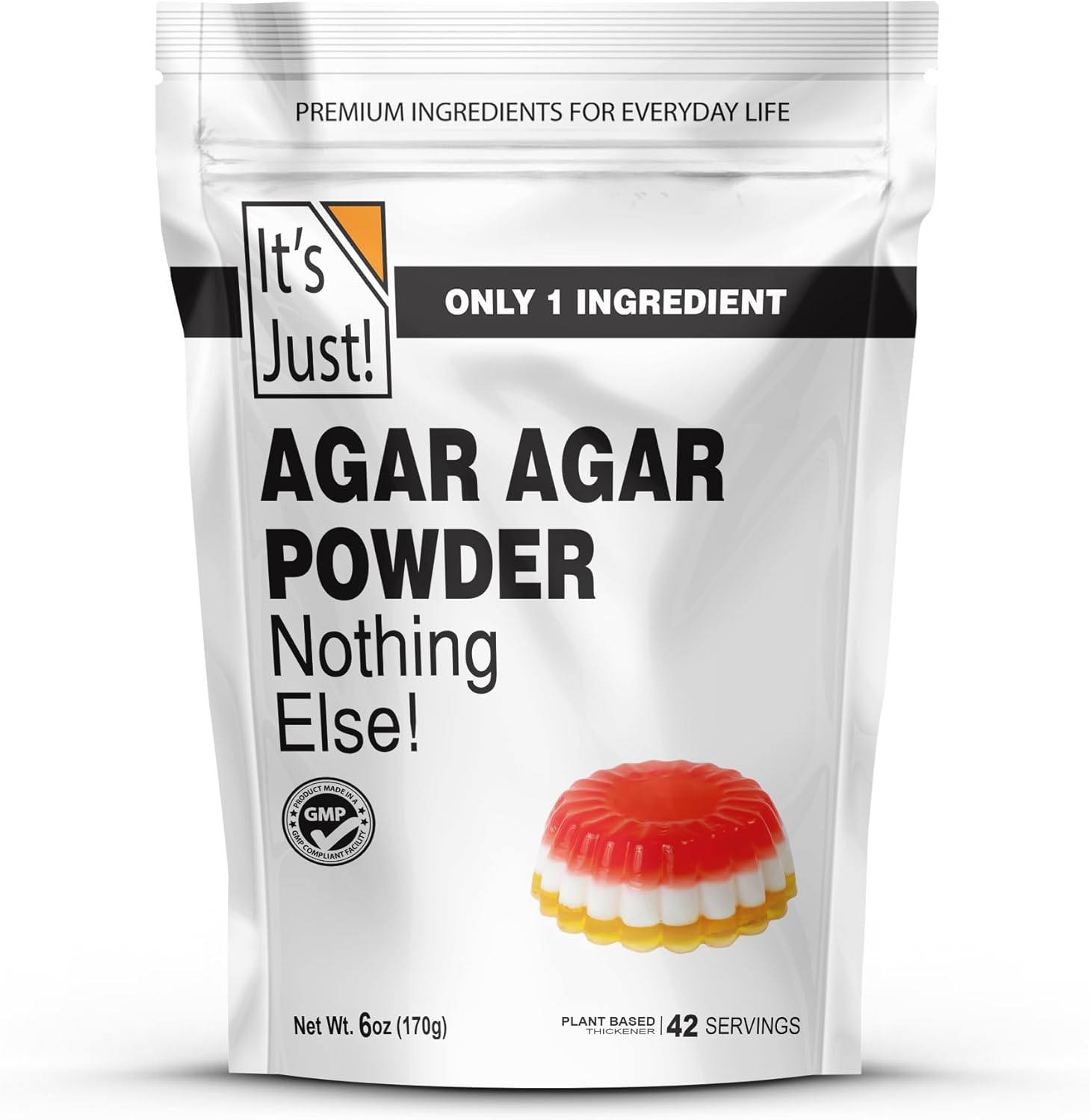 It's Just Agar Agar Powder - Vegan Gelatin Substitute, Plant Based, Non-GMO, Unflavored - 6oz