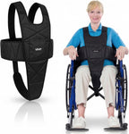 Vive Wheelchair Seatbelt - Wheelchair Harness for Adults, Anti-Slip Safety Belt with Adjustable Straps, Medical Restraints for Elderly People, Torso Support (Black)