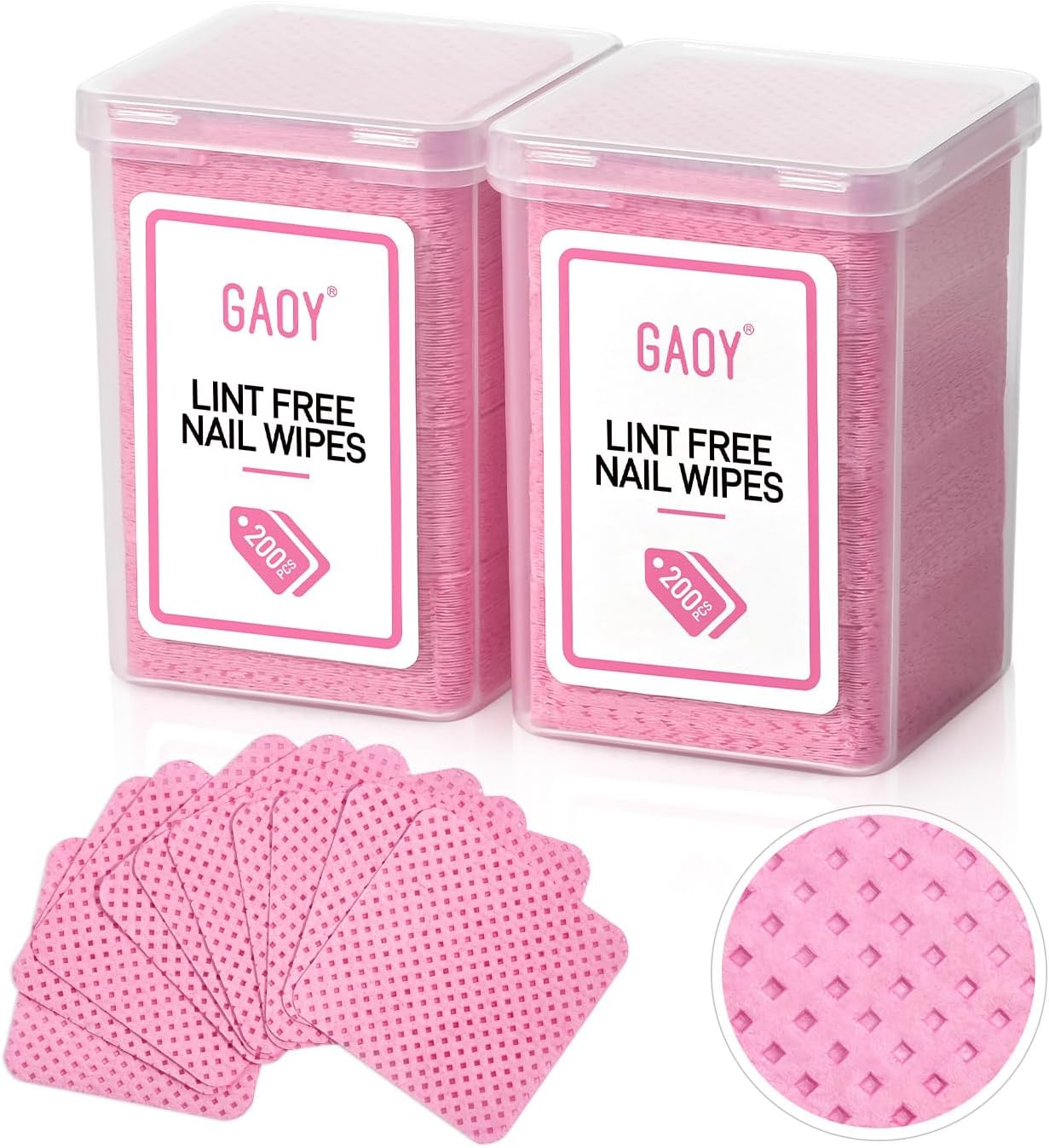 GAOY Lint Free Nail Wipes, 400 Pcs Nail Polish Remover Pads, Non-Woven Cotton Pads Gel Cleaning Wipes, Manicure Supplies for Professional Salon and DIY Art