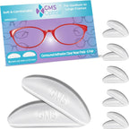 GMS Optical Adhesive Silicone Nose Pads for Glasses |1.3mm Ultra-Thin, 18mm Large | Non Slip Glasses Grips for, Sunglasses and Eyewear w/Super Sticky Backing, Eyeglass Accessories (5 Pairs, Clear)