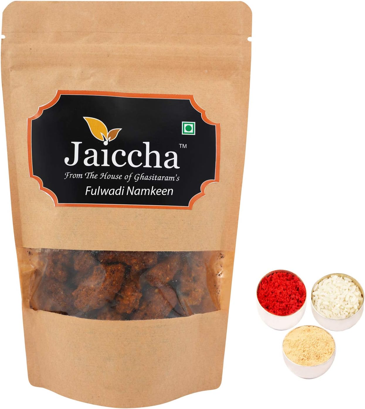 Jaiccha Ghasitaram Bhaidooj Gifts - Fulwadi Namkeen 200 GMS in Brown Paper Pouch