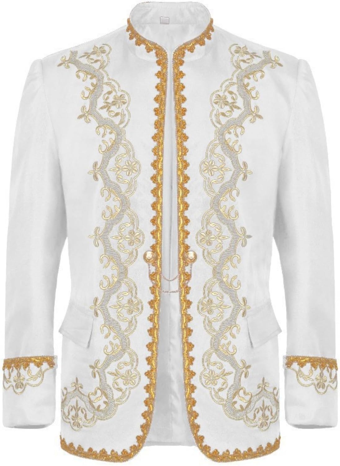 Men'S Embroidered Blazer Jacket Victorian Costume Medieval Prince Cosplay Costumes For Halloween