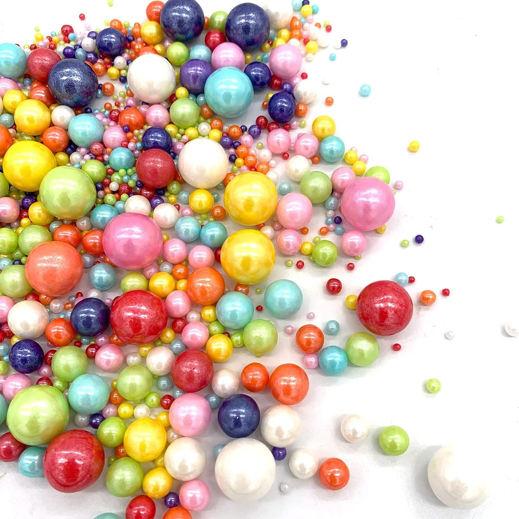 Weraru Edible Mixed Pearl Sugar Sprinkles Candy Mixing Size Baking Edible Cake Decorations Cupcake Toppers Cookie Decorating Celebrations Wedding Shower Party Chirstmas Supplies 120g/ 4.2oz