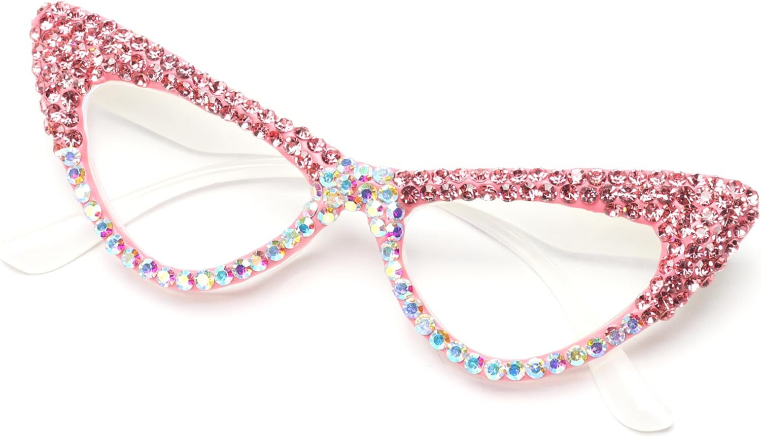 ICARA Sparkling Crystal Rhinestone Cat Eye Reading Glasses for Women Anti Blue Light Trendy Diamond Reader