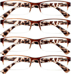 4 Packs Reading Glasses for Women Men Spring Hinge Half-rimmed Readers 1.0 1.5 2.0 2.5 3.0 3.5 4.0