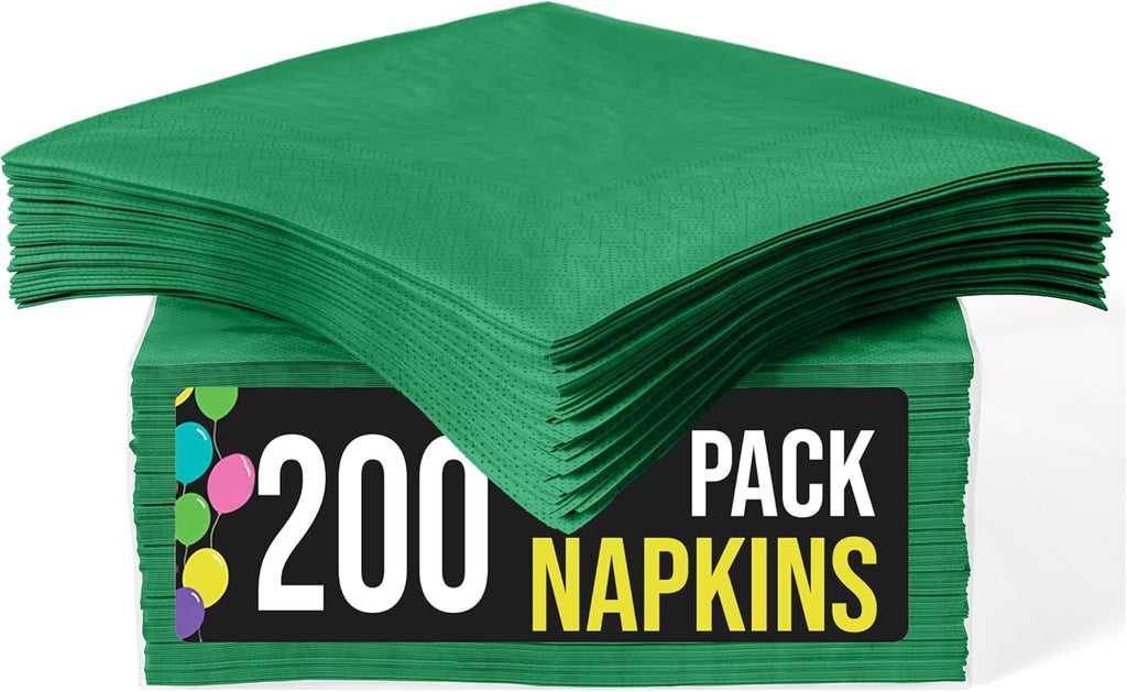 Party Solids Emerald Green Paper Napkins Disposable Everyday 200 Pcs 2 Ply Emerald Green Dinner Napkins Paper Everyday For Parties & Party Supplies