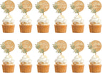 12 PCS Baby Shower Party Cupcake Toppers Oh Baby Cake Cupcake Decorations in Wood (Design 02)