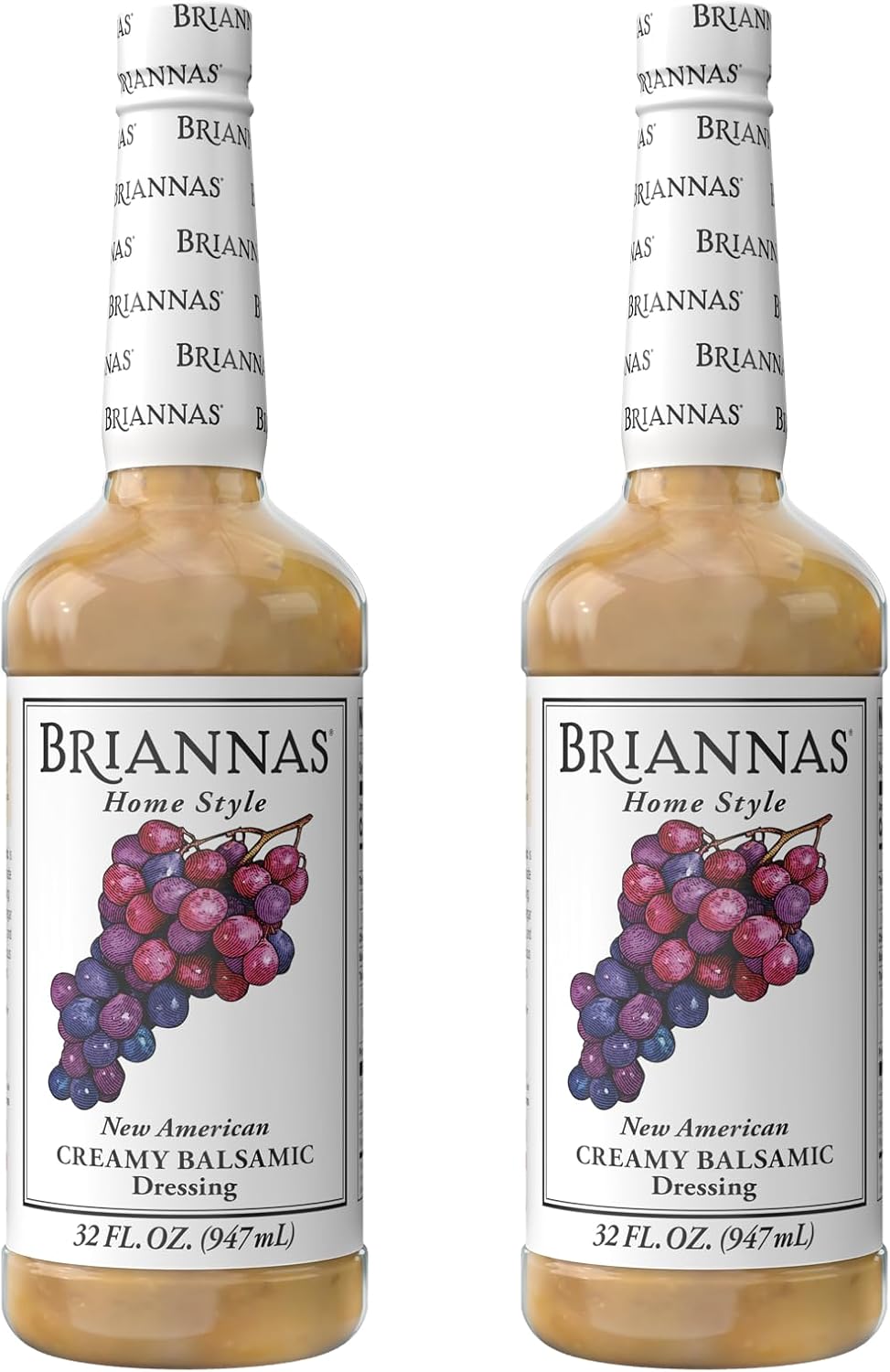 BRIANNAS - Home Style New American Creamy Balsamic Dressing – Fine Salad Dressing made with Premium Ingredients - Gluten Free Dressing - 32 oz. Bottles - 2 Pack