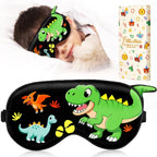 Miss Adola Sleep Mask for Kids - Valentines Gift for Kids Cute Silk Eye Cover for Sleeping Soft Kawaii Eyeshade Animal Eye Blindfold with Adjustable Strap for Boys Teens, Dinosaur