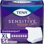 TENA Sensitive Care Overnight Incontinence Underwear for Women, Adult diapers, X-Large (Waist Sizes 39in–52in), Better Fit, 56 Count (4 packs of 14)