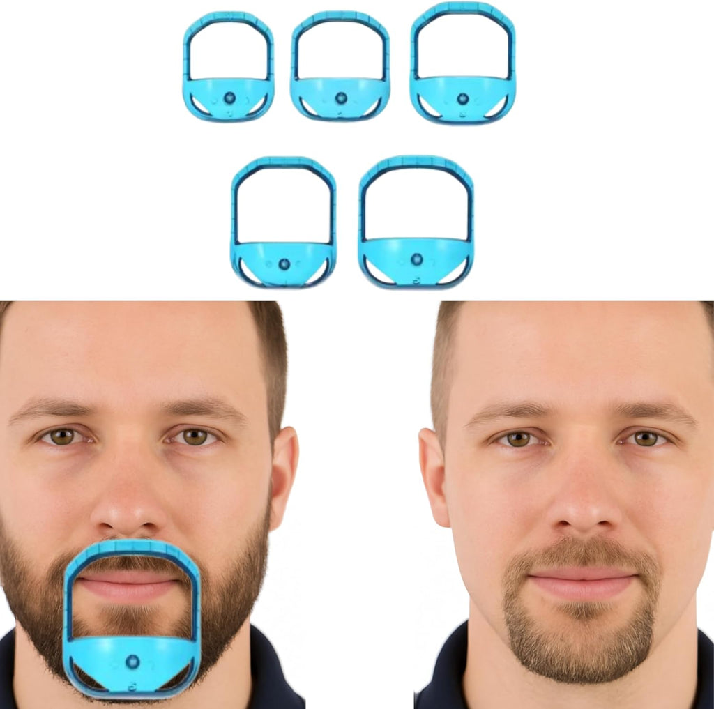 Goatee Beard Shaper Template for Men, Goatee & Beard Trimming Shaving Kit, Saves Time (Blue)