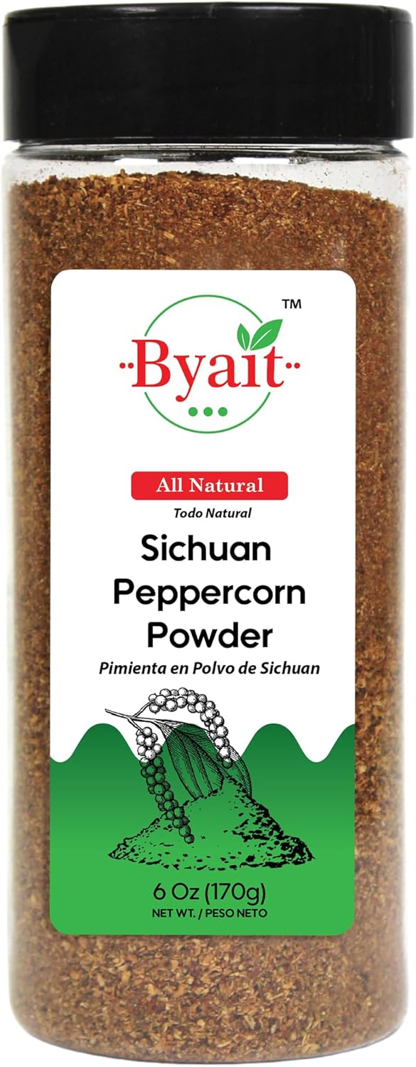 Byait Sichuan Peppercorn Powder 6 Oz, Fine Ground Szechuan Pepper for Numbing and Tingling Taste, Premium Quality for Cooking, Seasoning, and Flavoring