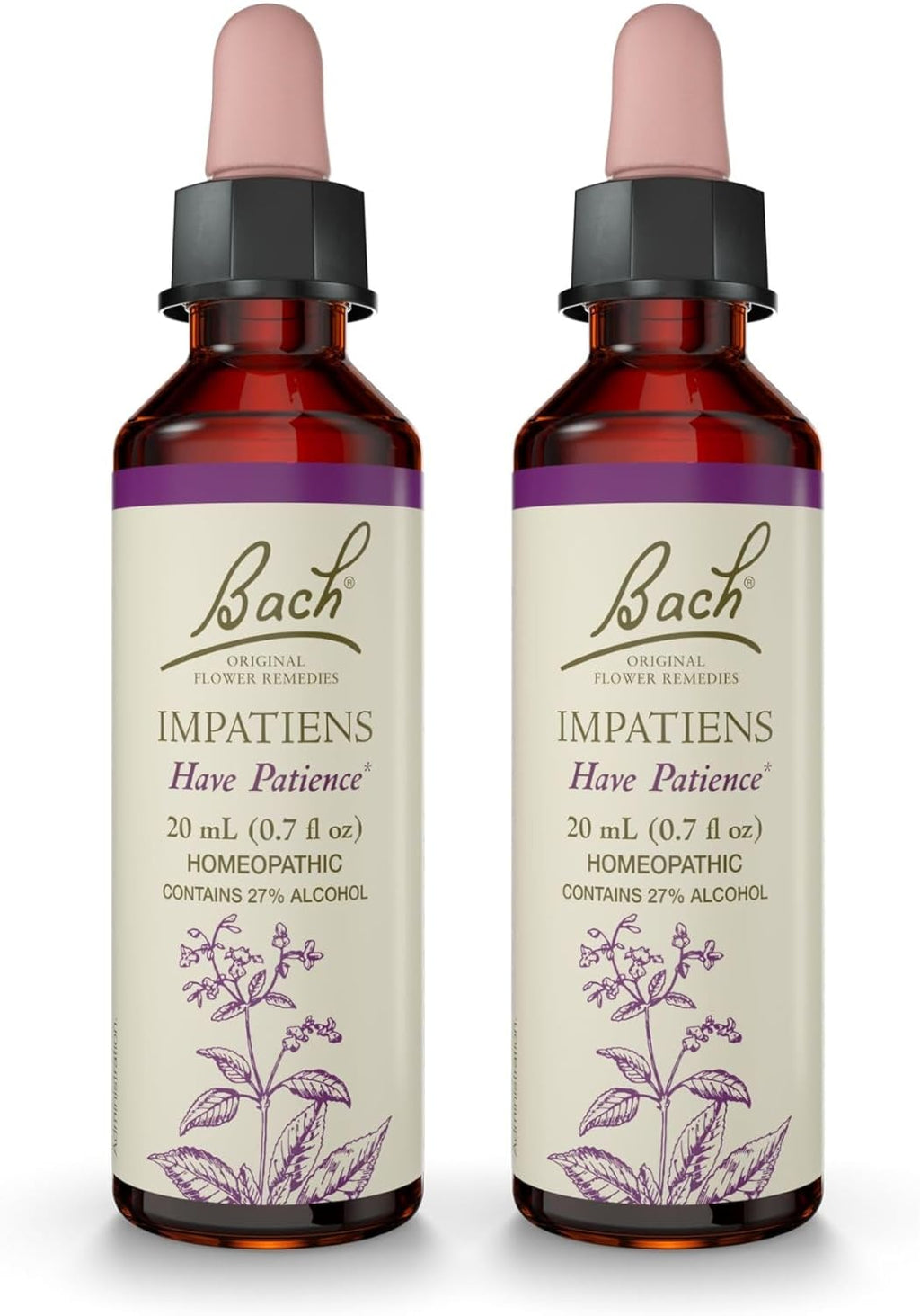 Bach Original Flower Remedies, Impatiens - 20mL Dropper, Pack of 2 - Have Patience - Natural Homeopathic Flower Essence for Emotional Balance - Vegan, Gluten Free, Sugar Free