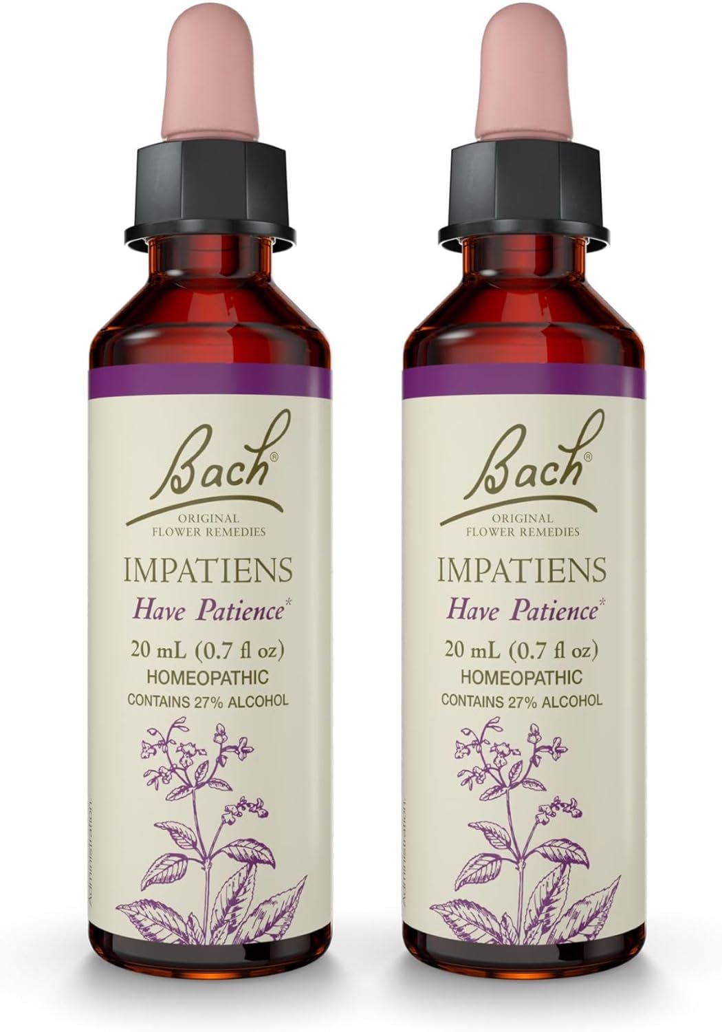 Bach Original Flower Remedies, Impatiens - 20mL Dropper, Pack of 2 - Have Patience - Natural Homeopathic Flower Essence for Emotional Balance - Vegan, Gluten Free, Sugar Free