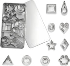 30Pcs Mini Cookie Cutter Set with Box,Small Stainless Steel Fruit Veggie Cutters,Polymer Clay Press Molds for Kids,Geometric Molds for Biscuit,Cake & Fruit Decorations
