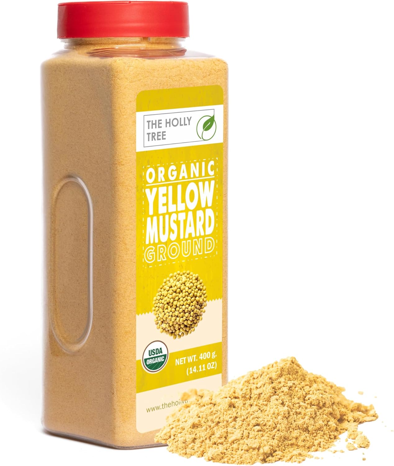 Yellow Mustard Powder 14.11 oz – Ground Organic Mustard Seed for Seasoning & Cooking – USDA Organic, Kosher, Gluten Free Mustard – The Holly Tree