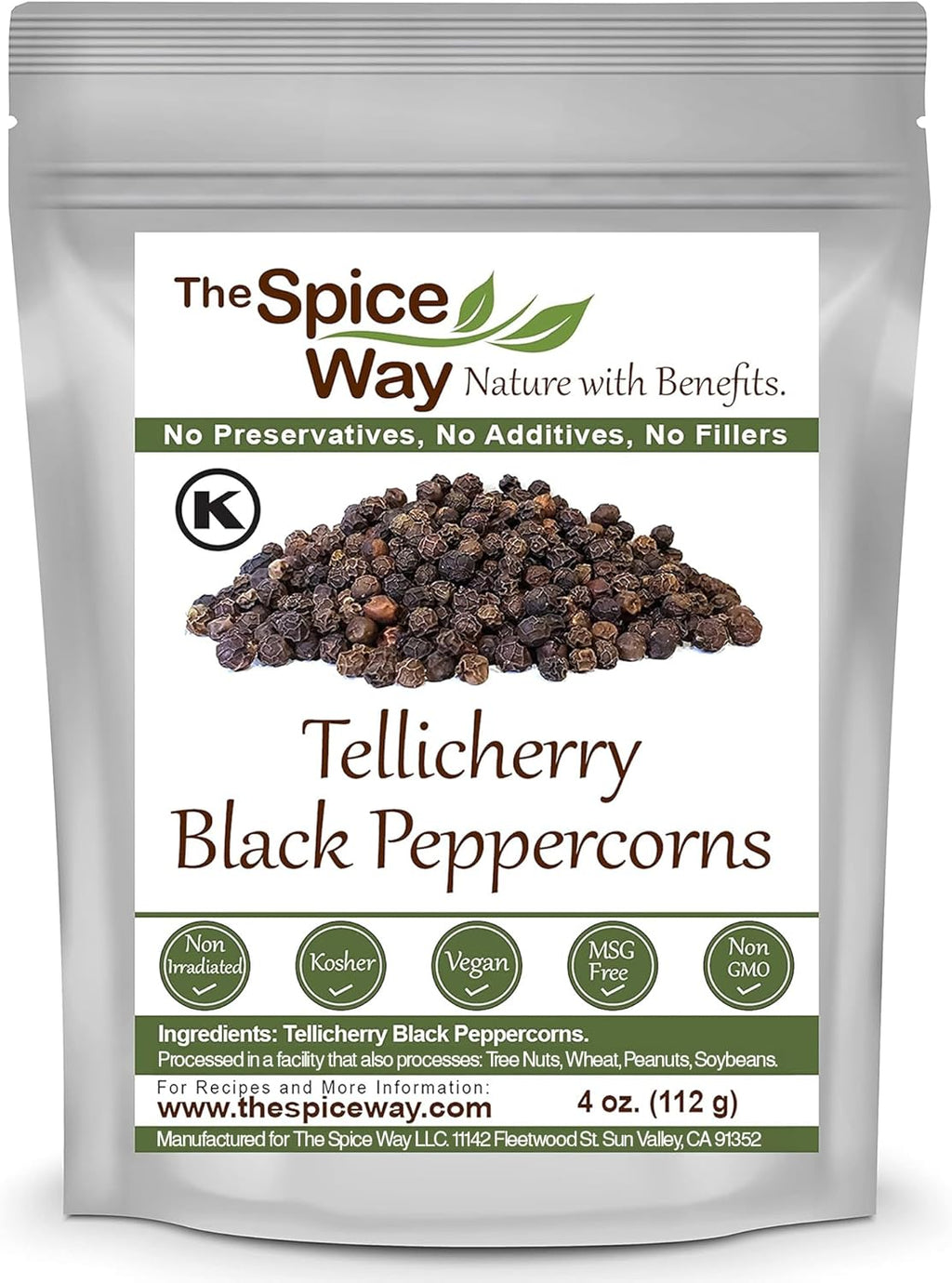 The Spice Way Whole Tellicherry Black Peppercorns - (4 oz) can be used as a grinder refill bulk.