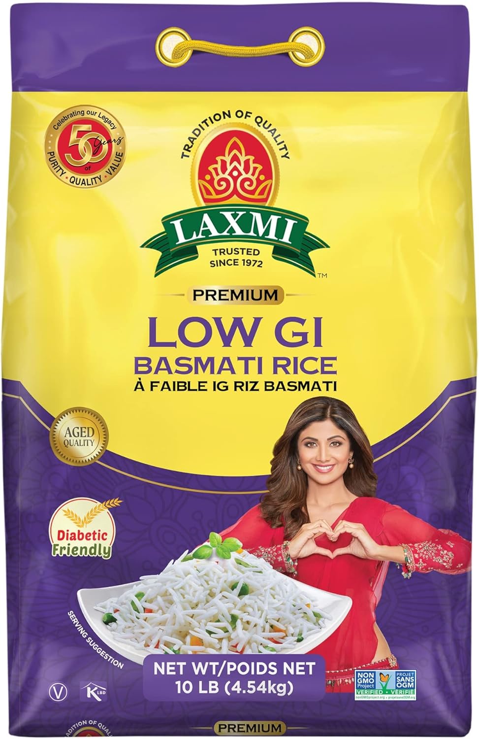 Laxmi Diabetic Friendly Basmati Rice w/Lower G.I. Index Value - 10lb