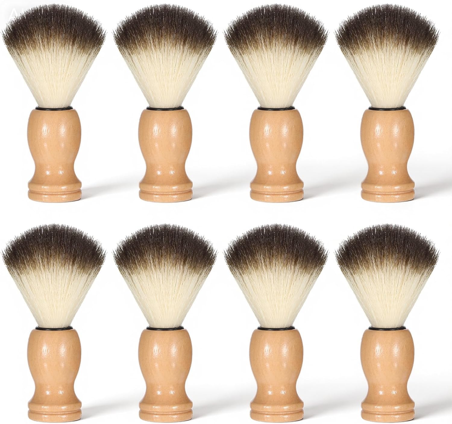 8 Pcs Men Shaving Brush for Wet Shave, Professional Salon Tools Comfortable Wood Handle Hand Crafted Shaving Brush Soft Bristle Shave Brushes Handmade Nylon Hair Brushes for Bearded Man