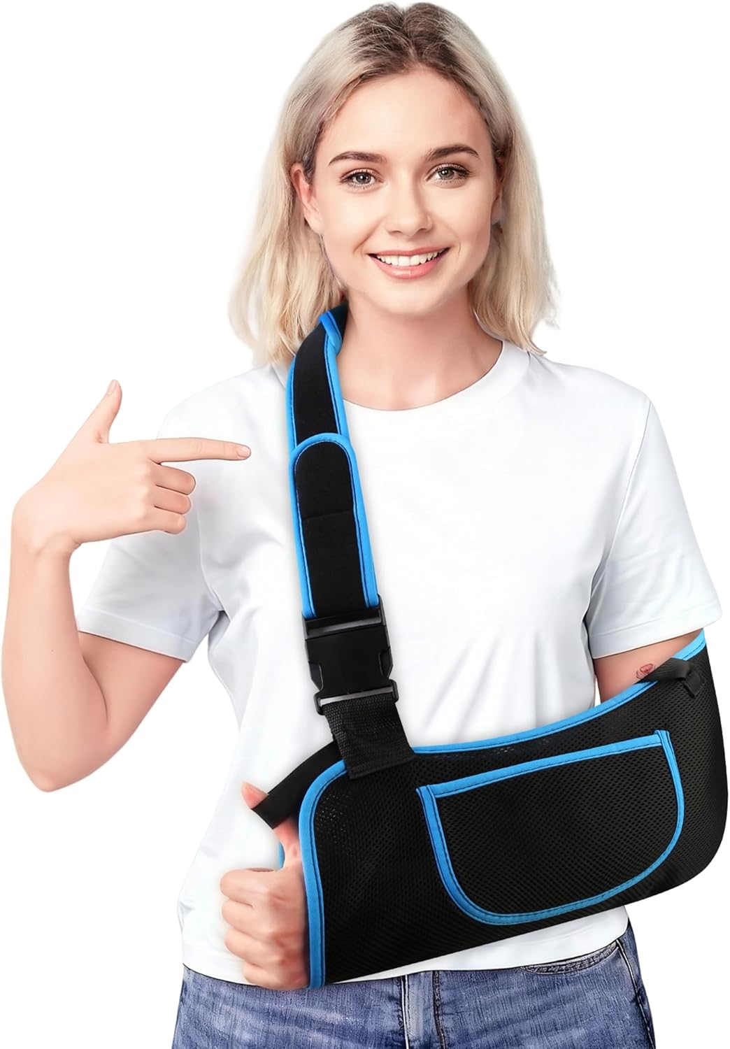 Arm Sling Shoulder Immobilizer for Men and Women, Adjustable Rotator Cuff Support Brace, Fit Left or Right, Comfortable Medical Slings for Elbow and Wrist Injury, Forearm Fracture, Surgery Recovery