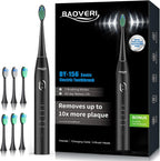 BAOVERI Electric Toothbrush for Adults & Kids,Rechargeable Ultrasonic Electric Toothbrush with 6 Dupont Brush Heads, IPX7 Waterproof, 5 Modes, 2 Minutes Smart Timer, 4 Hours Fast Charge for 60 Days