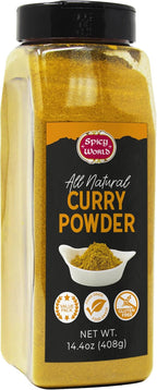 Spicy World Curry Powder 14.4 oz Jar - Authentic Blend of 9-Indian Spices, Premium Quality Blend for Curries, Vegetables, And More - All-Natural Ingredients