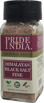 Pride Of India - Himalayan Black Rock Salt - Fine Grind, (4.8 oz) - Kala Namak, Contains 84+ Minerals, Perfect for Cooking, Tofu Scramble
