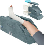 KingPavonini 4-Height Adjustable Leg Elevation Pillows for After Surgery with Ergonomic Curve, Memory Foam Wedge Pillow for Legs Swelling and Pain Relief, Knee Replacement Recovery Aids (Single Leg)