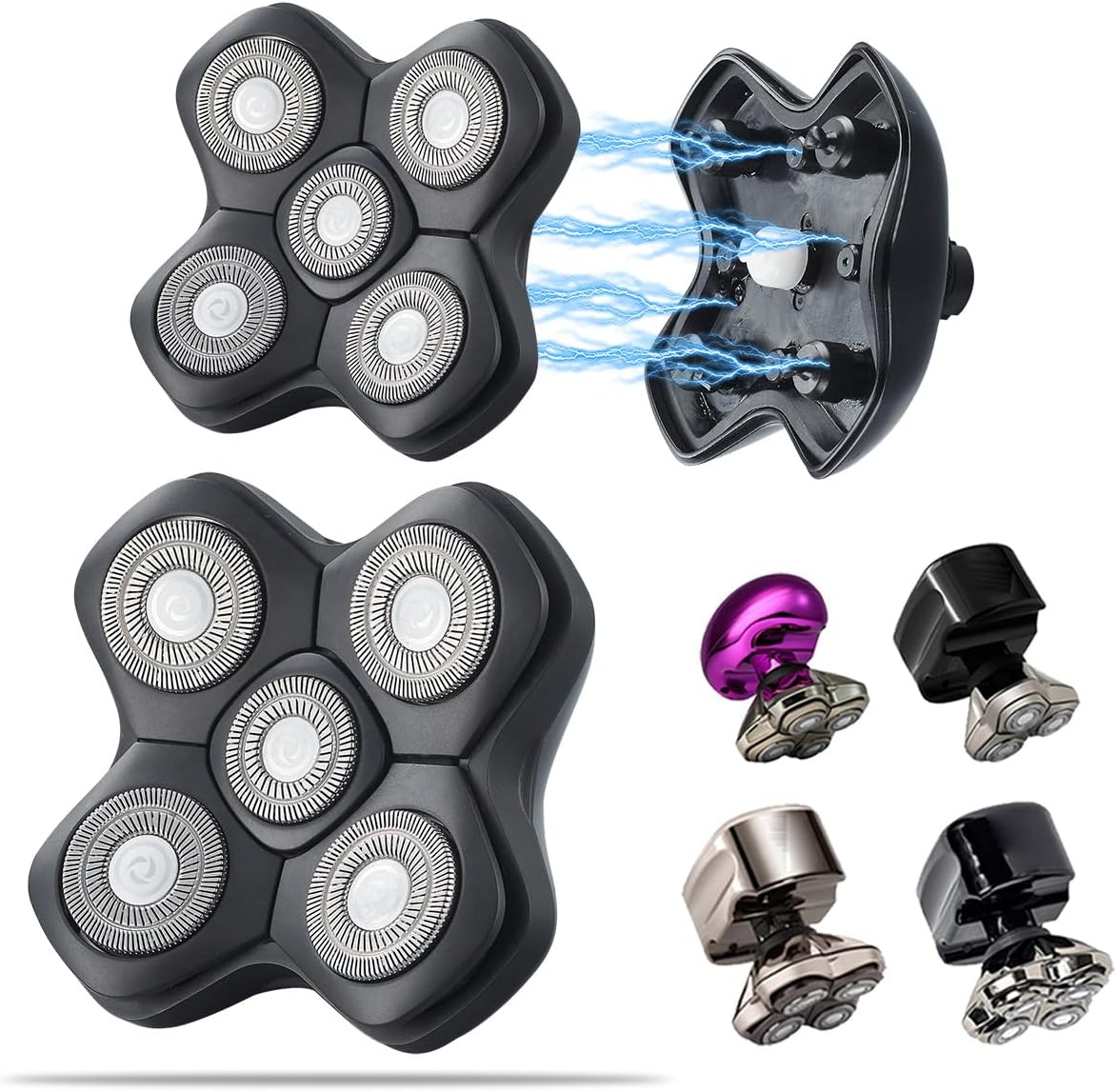 Brand 5 Blades Shaver Replacement Head Compatible with Skull Shaver, Magnetic Version Head Shaver Replacement Heads Compatible with Skull Shaver