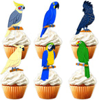 18pcs Glitter Parrot Dessert Cupcake Topper Flying Bird Nature Theme Decor Supplies Boys Girls Woman Lady Happy Birthday Party Decorations