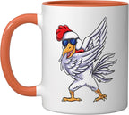 Dabbing Chicken Farm Animal Kids Ceramic Mug, Orange/White