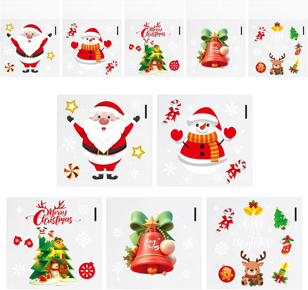 Ankyery 200 PCS Christmas Cellophane Treat Bags, 5 Designs Self Sealing Christmas Candy Bags, Santa Goodie Snack Cookie Gifts Ziplock Bags for Holiday Xmas Party Favors Supplies