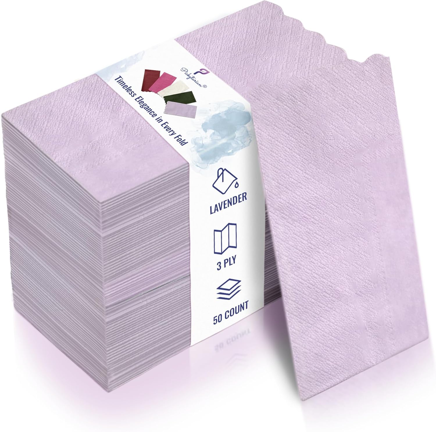 Premium 3-Ply Napkins 50-Count - Compostable 16x16 inch Disposable Lavender Dinner Napkins for Weddings, Parties & Events - Eco-Friendly Elegant Collection