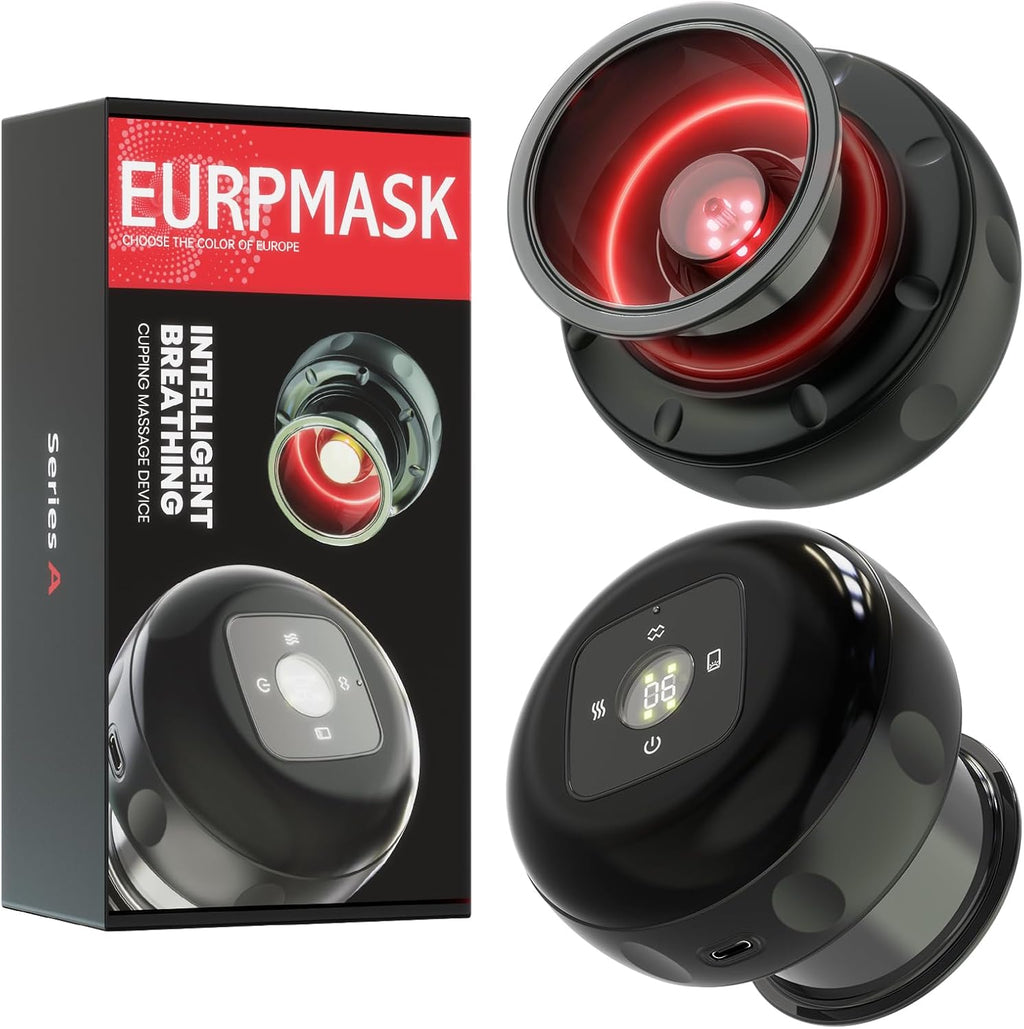 EURPMASK Choose the color of europe Electric Cupping Set with Red Light - 24 Levels Adjustable Suction & Heat, One-Touch Control, Portable Muscle Relaxation Tool (2 Pack)