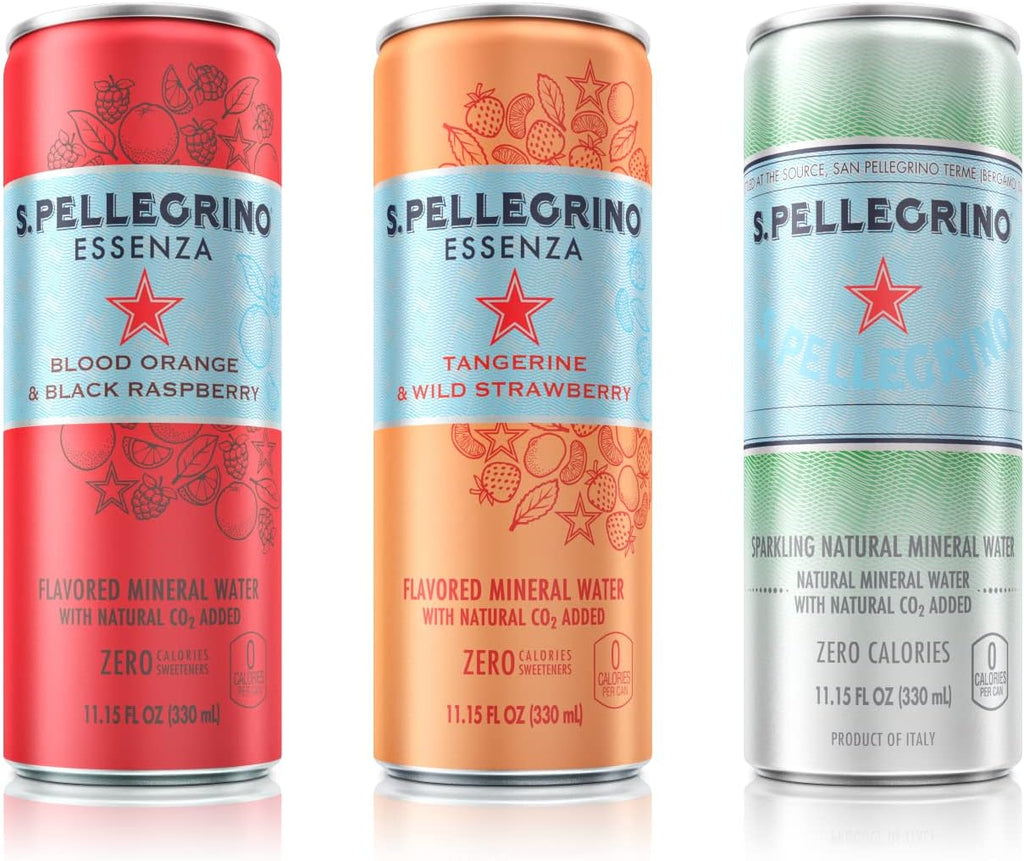 S.Pellegrino Essenza Variety Pack - Blood Orange, Wild Strawberry, Original (unflavored),11.15 Fl. Oz (Pack of 24)