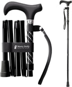 Merry Sticks Lightweight Foldable Walking Canes for Women and Men, Adjustable & Collapsible Walking Stick for Seniors, Balancing Mobility Aids, Ergonomic Handle & Wrist Strap - Dazzling Black