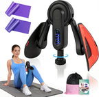 Inner Thigh Exerciser for Women, 15-80 LB Adjustable Resistance Thigh Trainer with Resistance Band(2PC), Thigh Workout Kegel Equipment for Pelvic Floor Muscle, Shaping, Yoga & Home Fitness