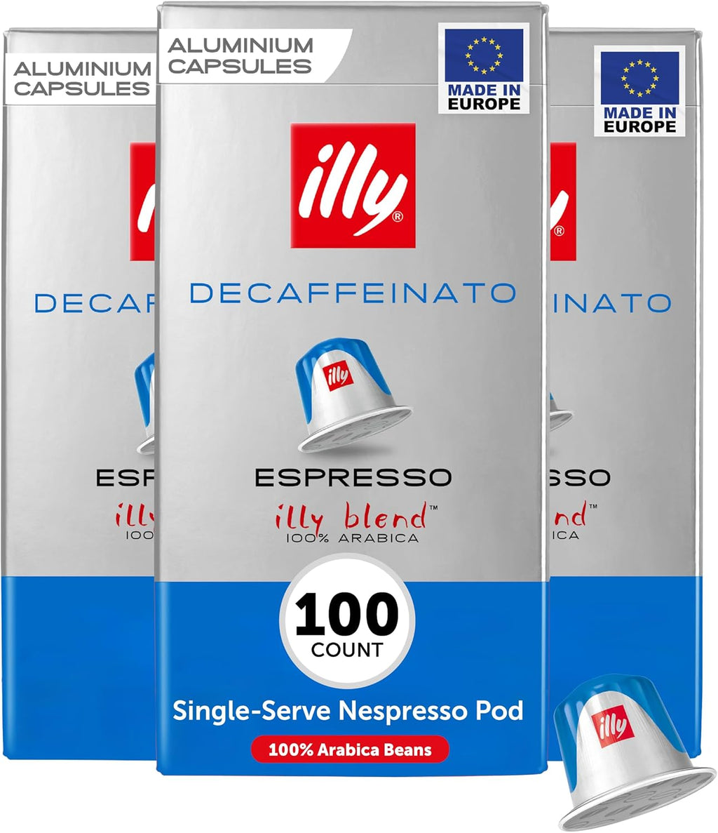 illy Espresso Compatible Capsules, Decaf Coffee Pods for Nespresso Original Line Machine, Classico Decaffeinated Medium Roast, 100% Arabica, Premium Italian Coffee, Single Serve, 10 Count, 10 Pack