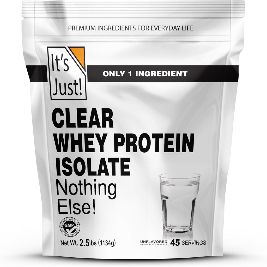 It's Just! - Clear Whey Isolate, WPI-90, Zero Carbs, Protein Powder, No Added Flavors, Heavy Metal Tested, Gluten Free, Non-GMO (2.5 Pound (Pack of 1), Unflavored)