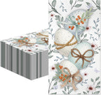 100Pcs Easter Napkins - Watercolor Flower Egg Party Napkins Spring Floral Theme Party Supplies Disposable Luncheon Dinner Napkins 7.8" x4.3" for Tea Party Kitchen Bathroom