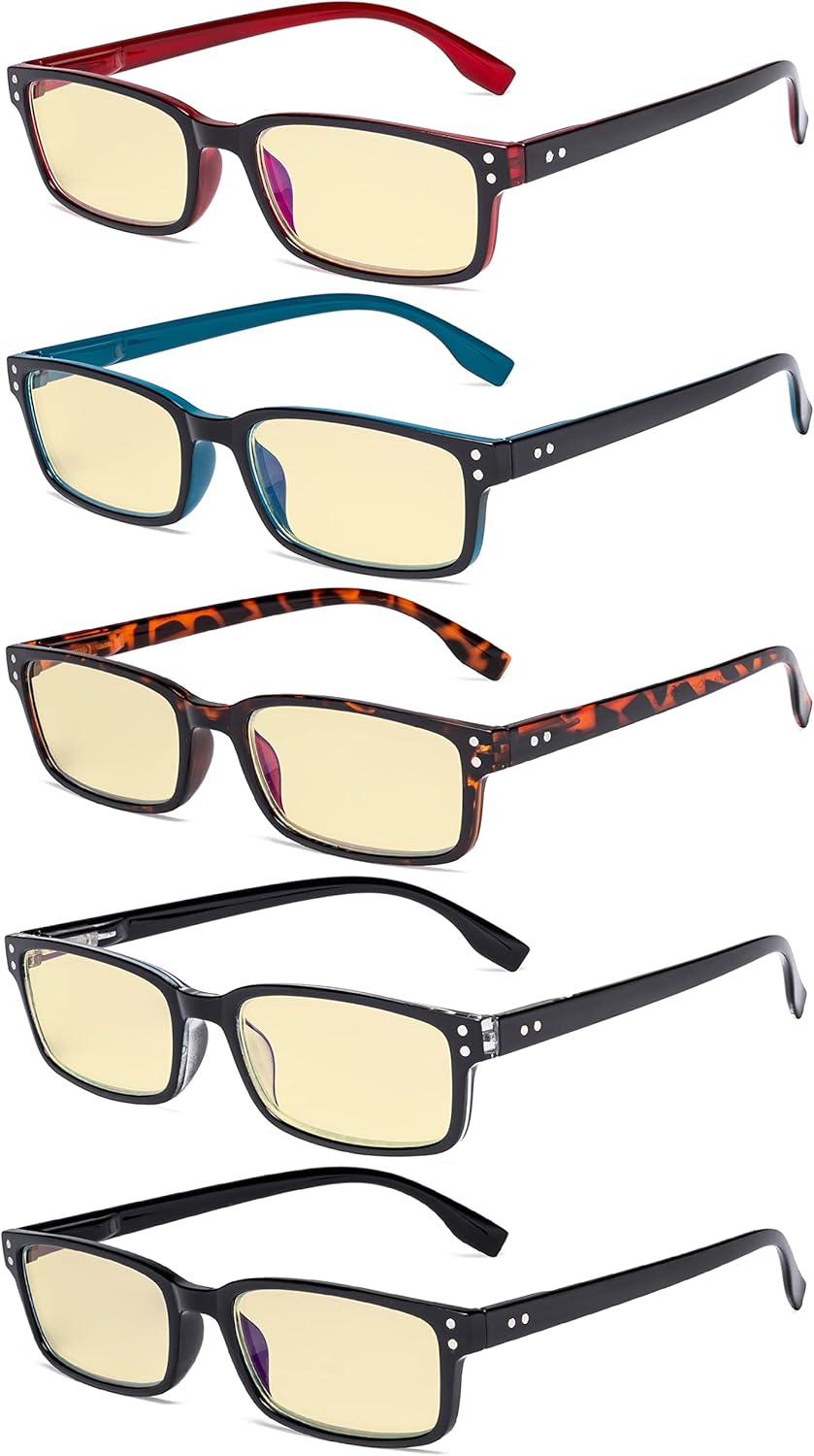 Eyekepper Blue Light Blocking Reading Glasses with Yellow Filter Lens - Computer Readers Men Women +0.00